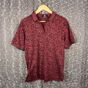 Ashworth Red Rose like Patterned Polo‎